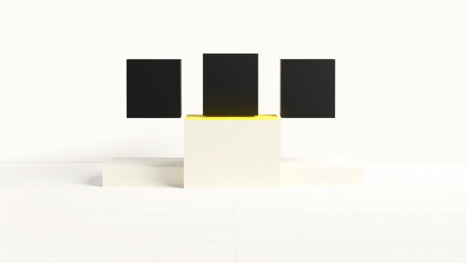 Minimal editorial illustration of a ranked podium with the winning block highlighted in yellow